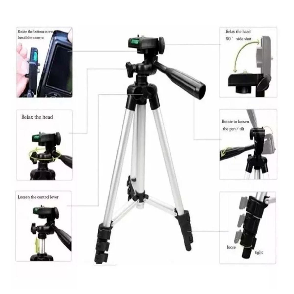 GENERICO - Tripode 135cm Portatil Ajustable Camara y Telefono Parante Con Funda