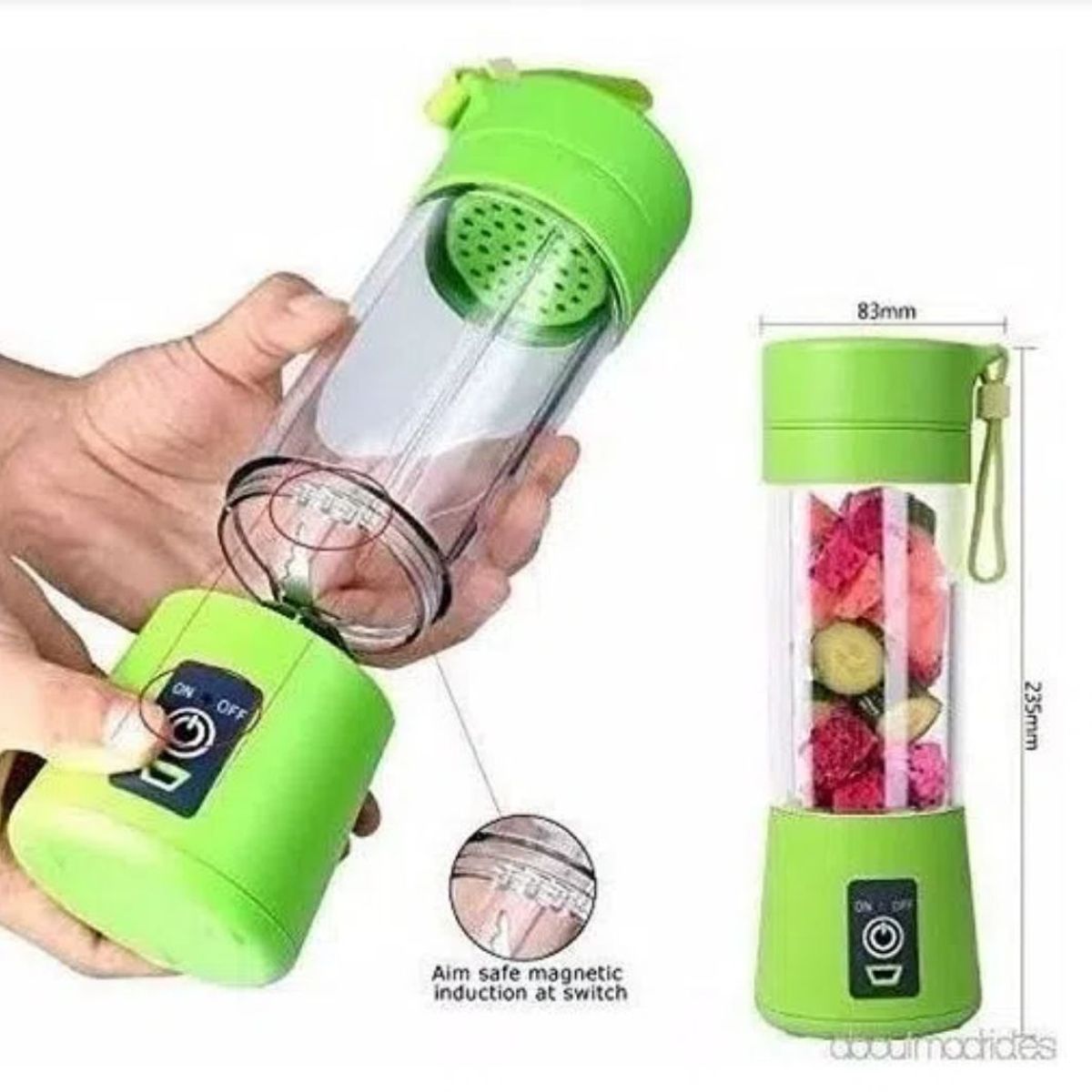 OEM - Mini Licuadora Portátil Inalámbrica - 6 Aspas VERDE