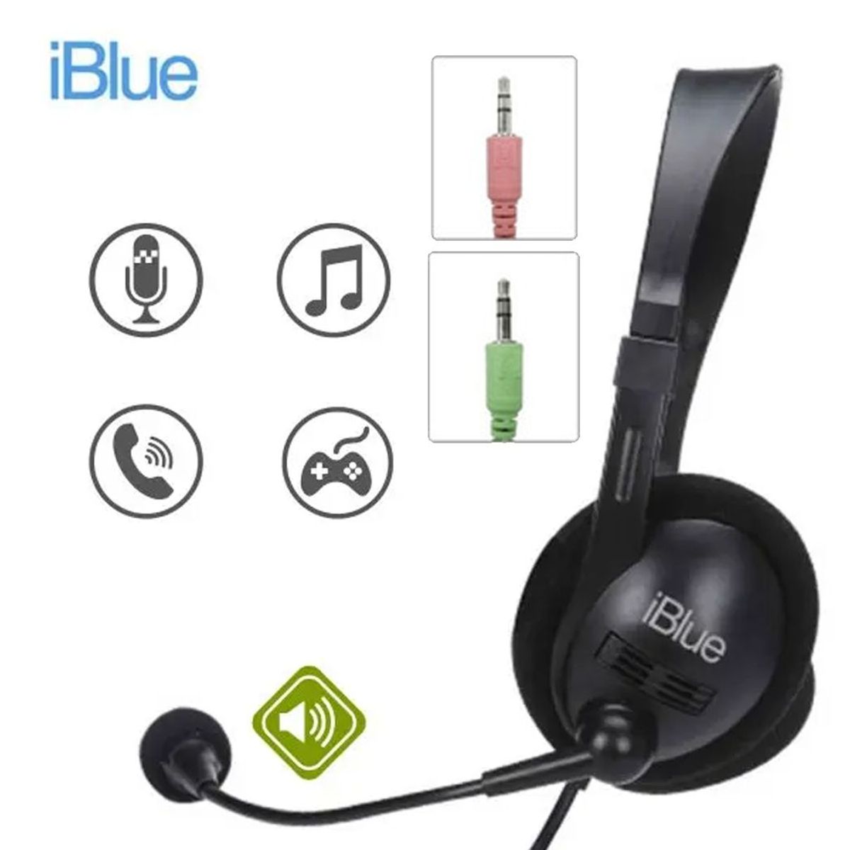 IBLUE - Audifonos iBlue HS-2001BK Para PC o Laptop Conector 35mm Negro