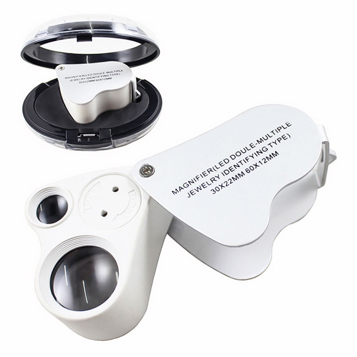 GENERICO - Lupa Doble Lente 30x22mm y 60x12mm con luz led