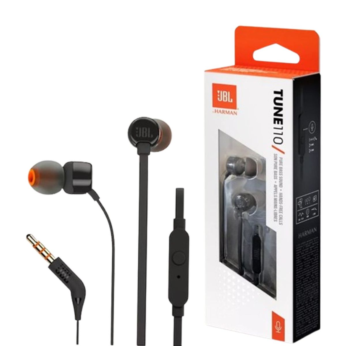 JBL - Audifonos Pure Bass Sound 3.5 mm JBL T110 Con Micro Negro