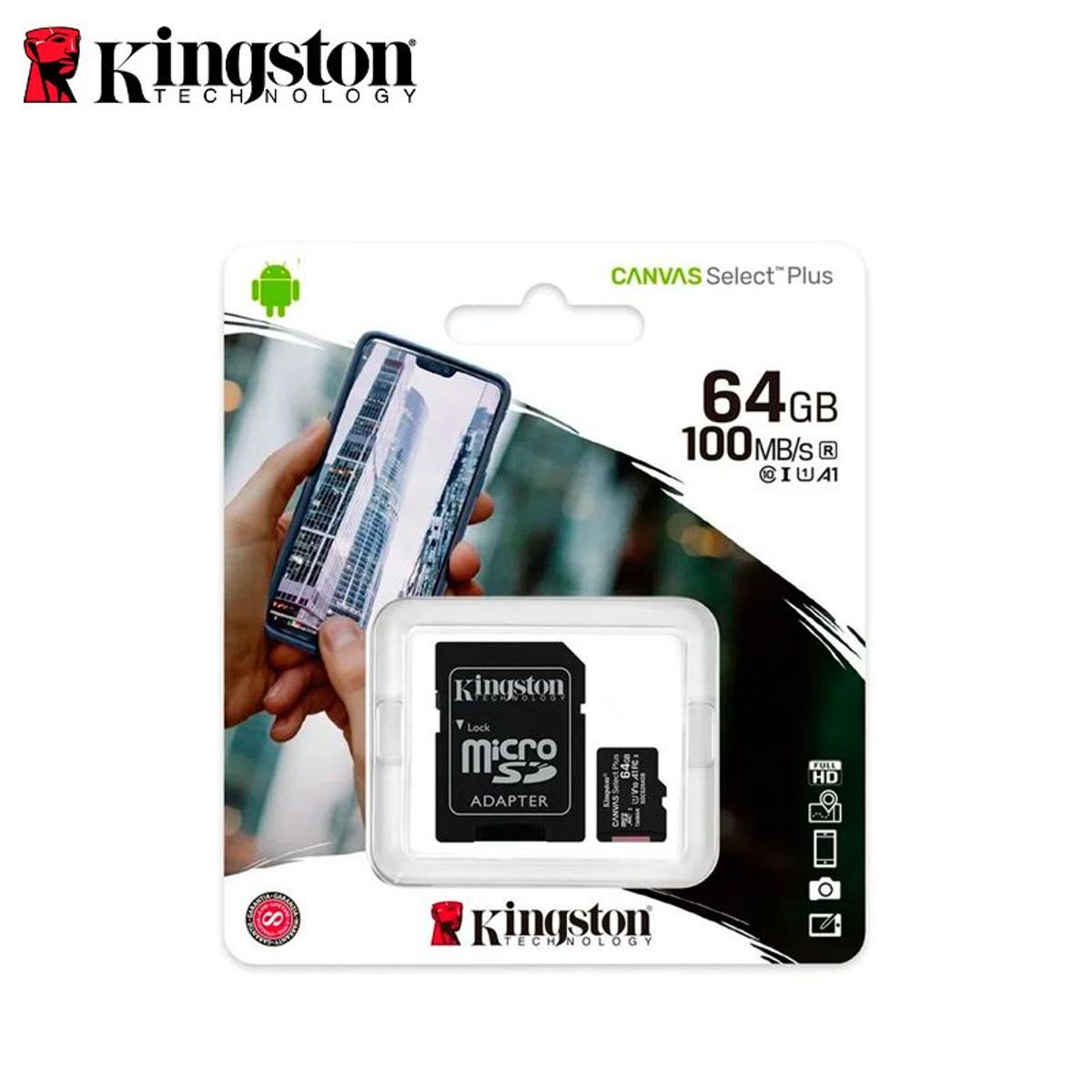 KINGSTON - Memoria Micro Sd 64 Gb Kingston Adaptador Clase 10 100 Mb/s