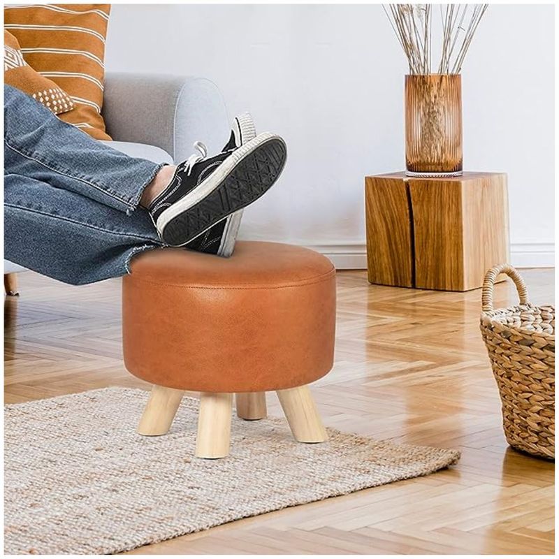 GENERICO - Puff mueble taburete mueble reposapiés redondo acolchado