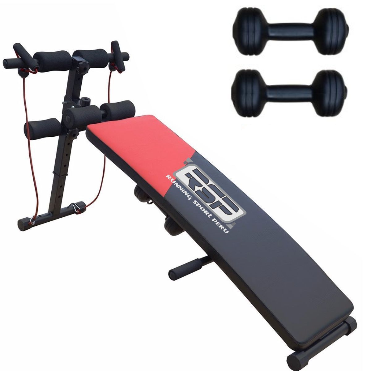 RUNNING SPORT PERU - Banca para Abdominales Profesional Curva Ergonómica más Liga
