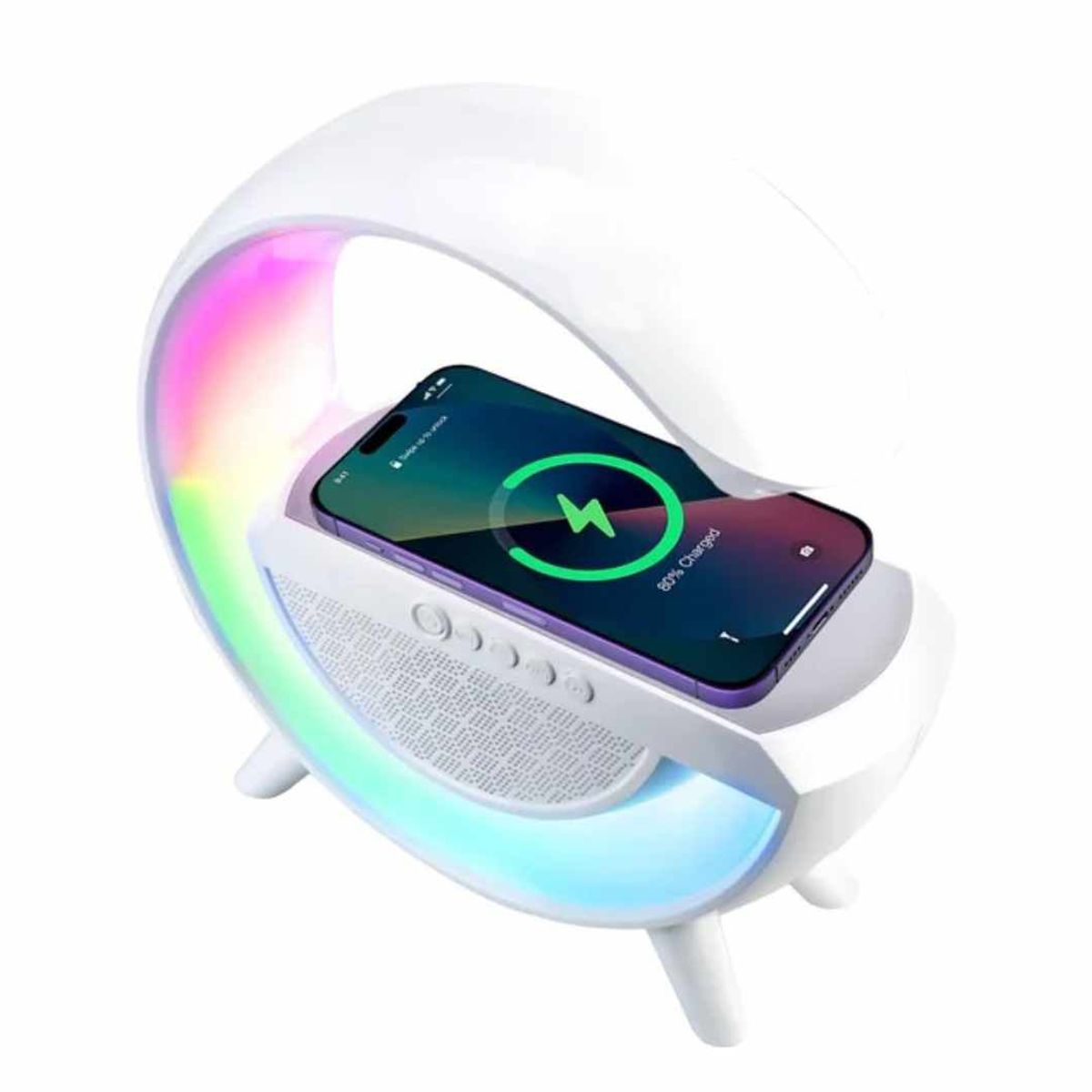 GENERICO - Lampara de Carga Inalambrica - Bluetooth - Radio Altavoz - Luz LED