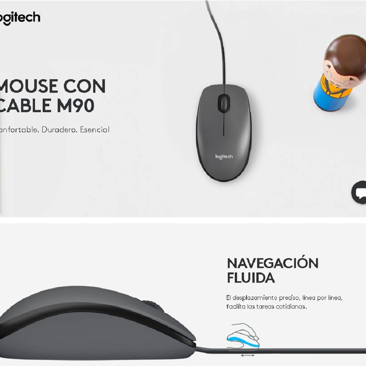LOGITECH - Mouse standar negro Logitech M90 USB Cable