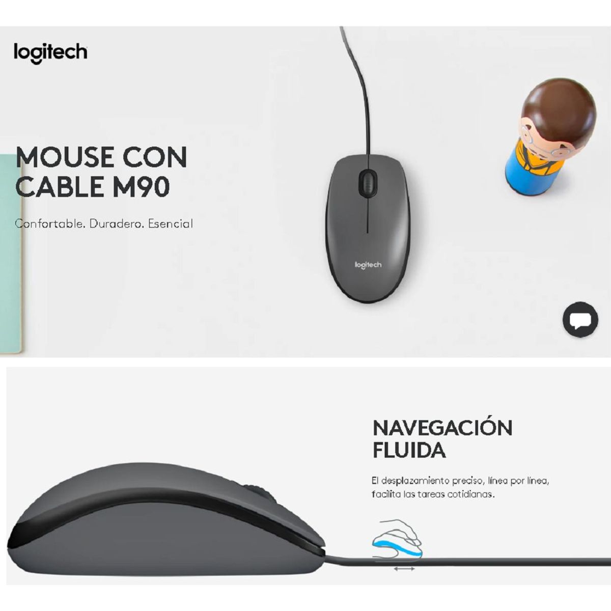 LOGITECH - Mouse standar negro Logitech M90 USB Cable