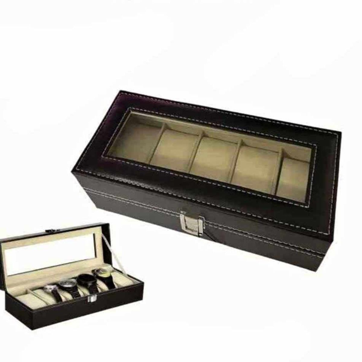 GENERICO - Porta Reloj Elegante Caja De Lujo de Cuero PU de 6 Relojes