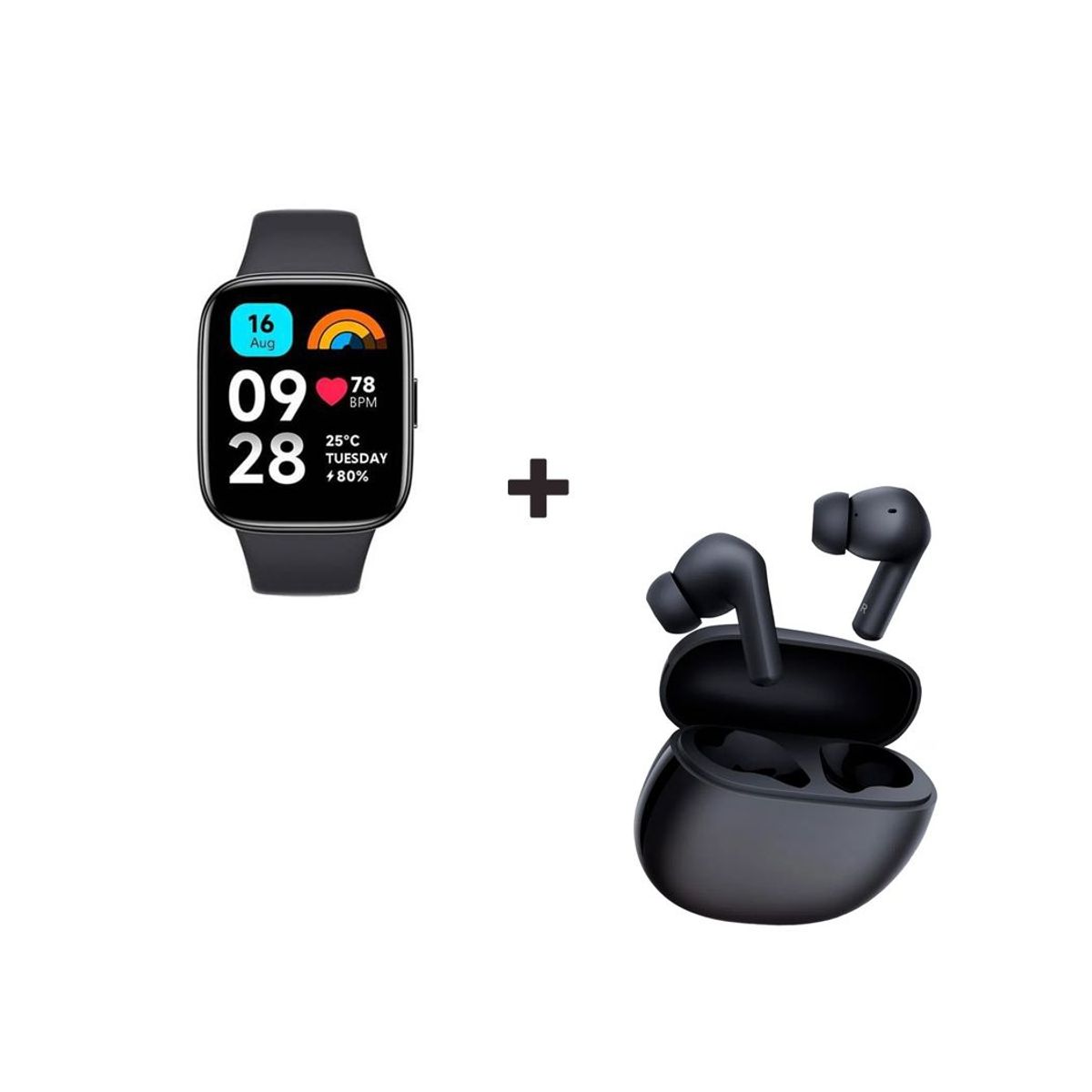 XIAOMI - Kit Xiaomi Redmi Watch 3 ACTIVE y Audífono Buds 4 ACTIVE Negro