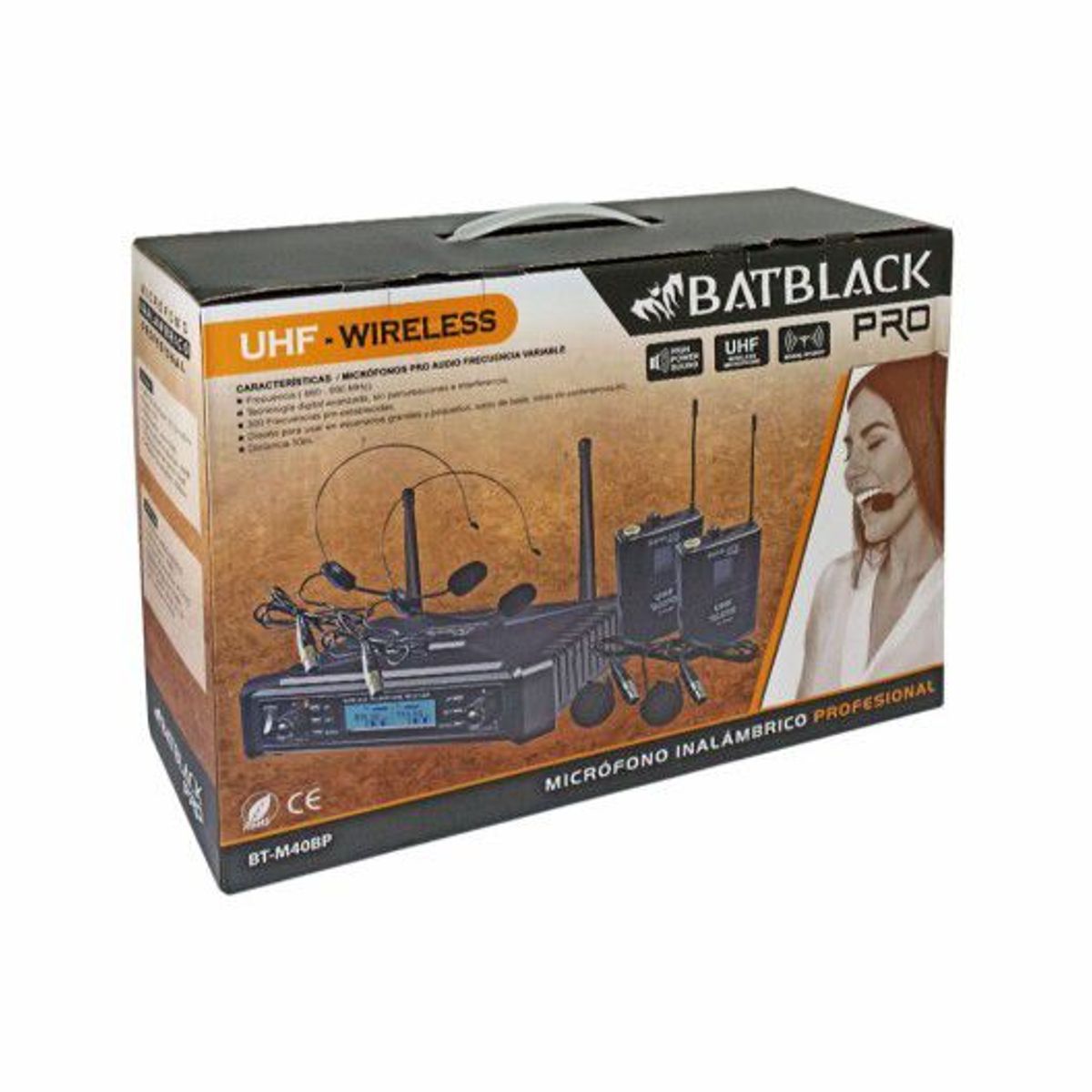 BATBLACK - micrófono inalámbrico profesional tipo vincha uhf