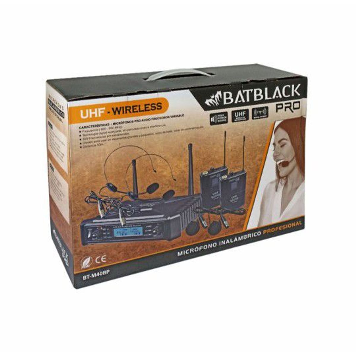 BATBLACK - micrófono inalámbrico profesional tipo vincha uhf