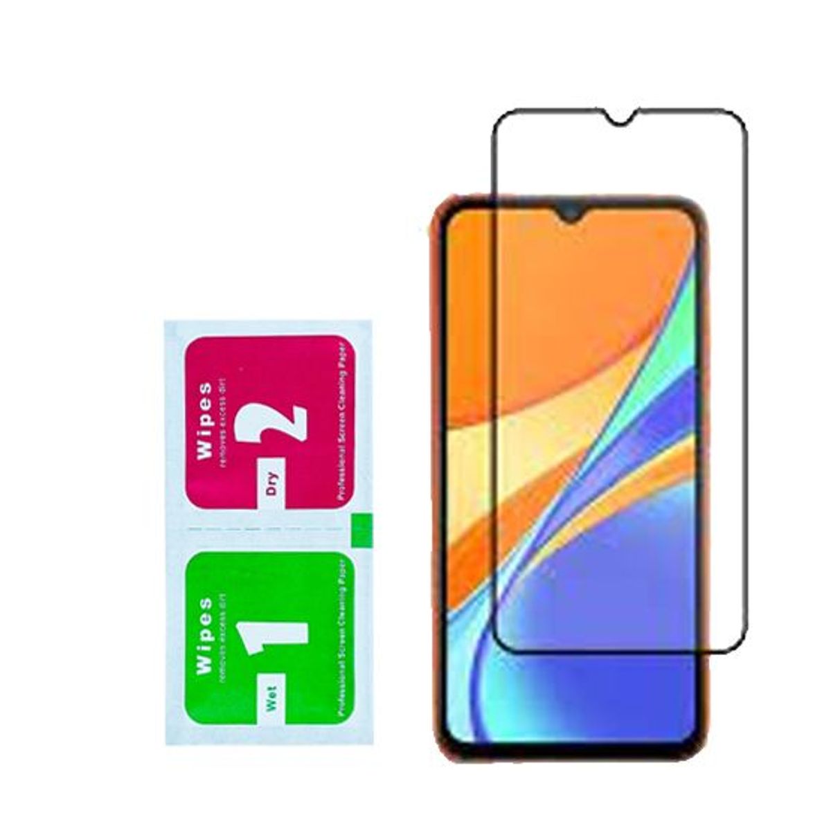 GENERICO - Mica Vidrio Templado 9H para Xiaomi Redmi 9C Borde Negro