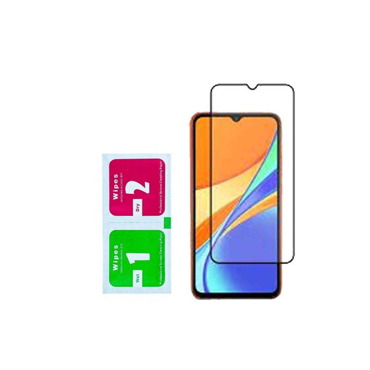 GENERICO - Mica Vidrio Templado 9H para Xiaomi Redmi 9C Borde Negro