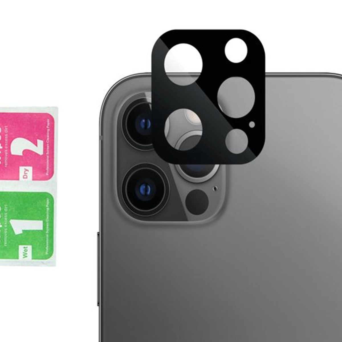 GENERICO - Vidrio Protector para Lente de Cámara iPhone 12 Pro Max - Negro