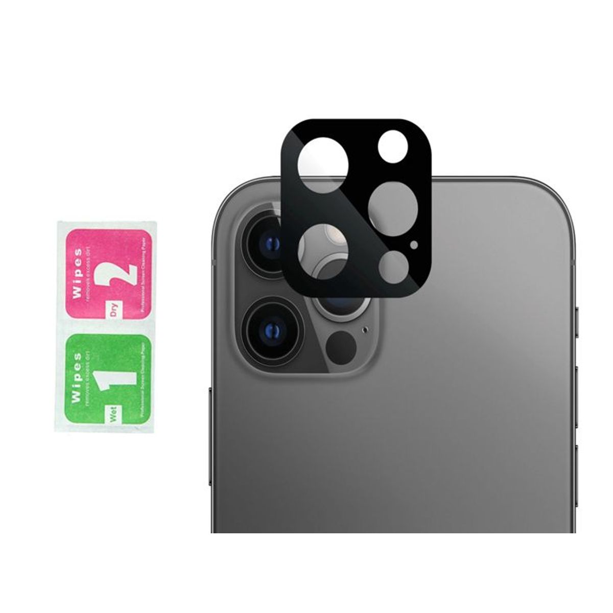 GENERICO - Vidrio Protector para Lente de Cámara iPhone 12 Pro Max - Negro