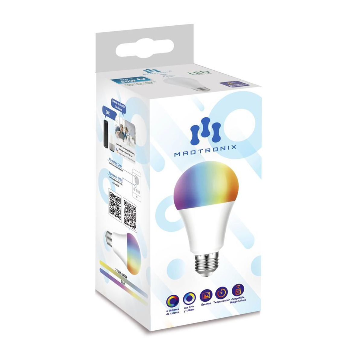 MADTRONIX - Foco Inteligente 1400 Lumens Compatible con Alexa y Google