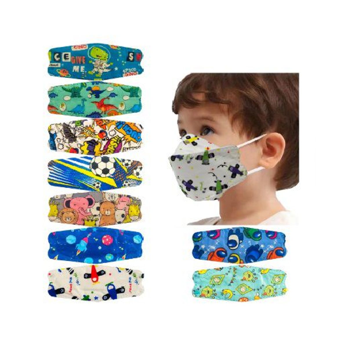 GENERICO - MASCARILLA KN95 FISH NIÑO DISEÑO VARIADOS x 20 Unidades