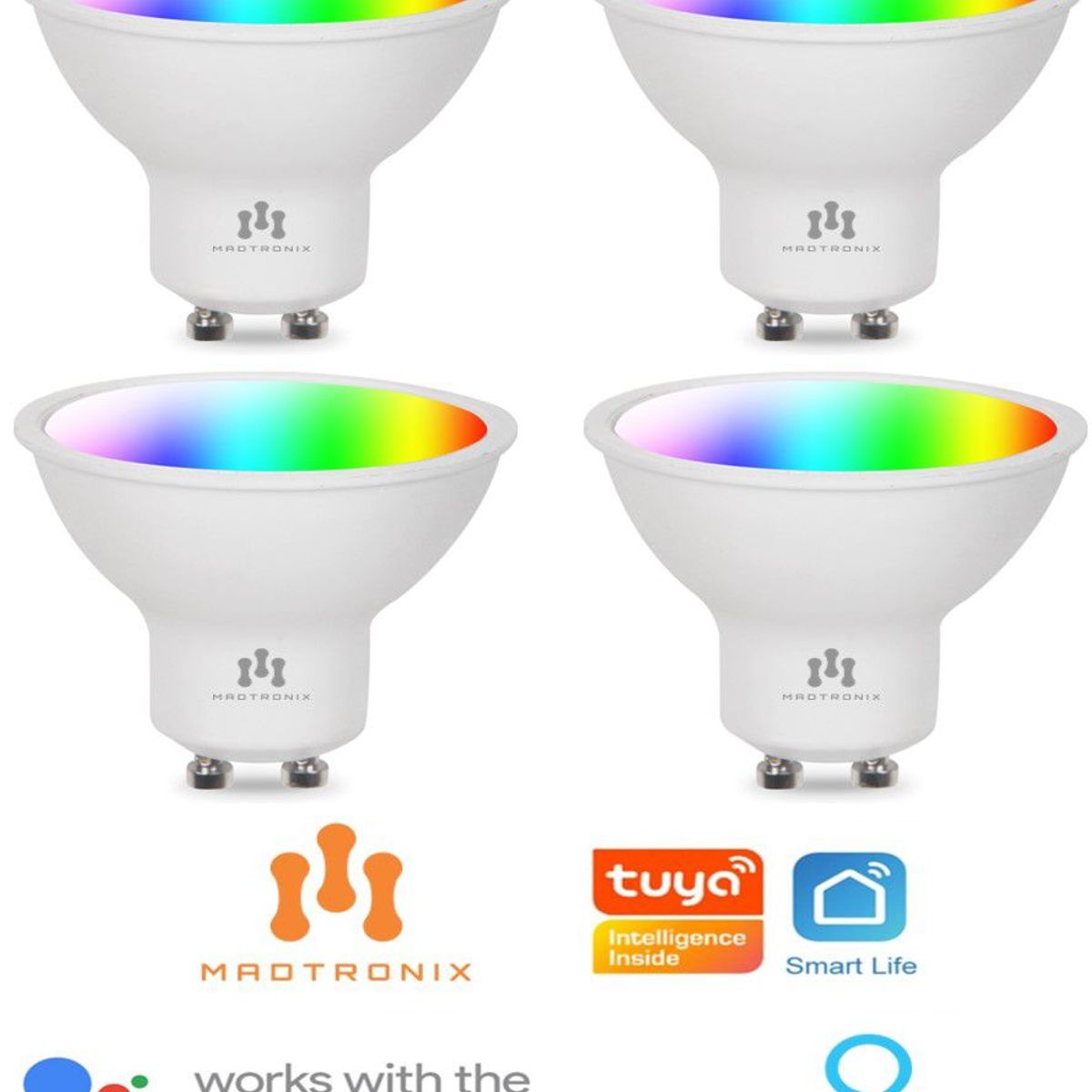 MADTRONIX - Dicroico Inteligente Wifi GU10 con Alexa y Google Pack x 4