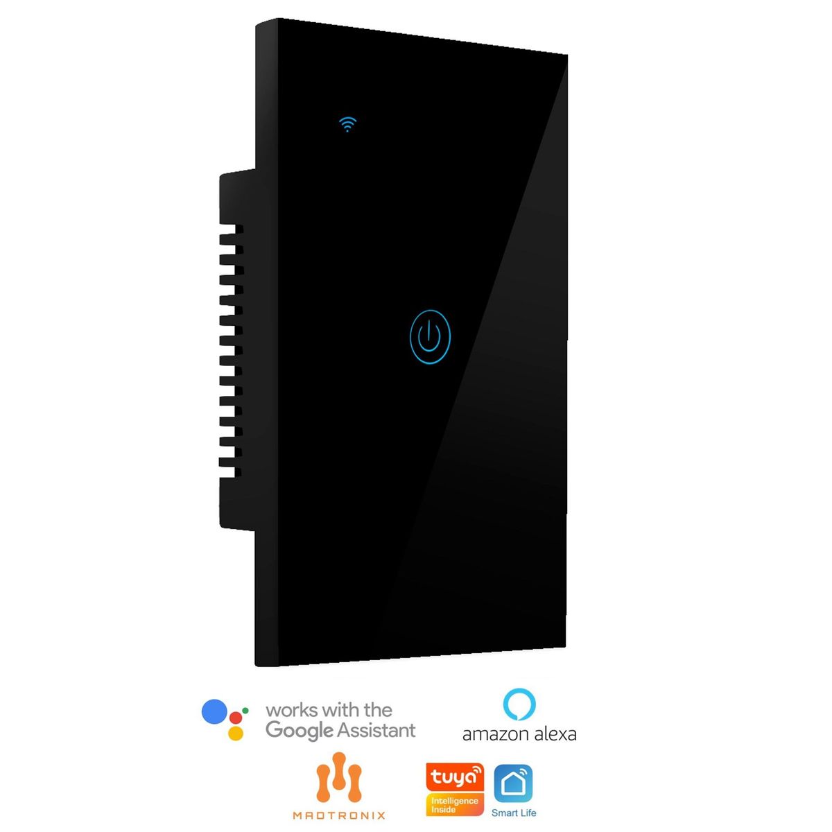 MADTRONIX - Interruptor De Luz Smart Wifi Simple Alexa y Google Sin Neutro Negro