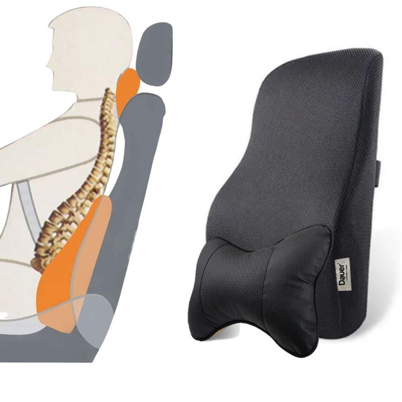 DAUER - DUO cojín de cuello y cojín respaldar Viscogel para auto