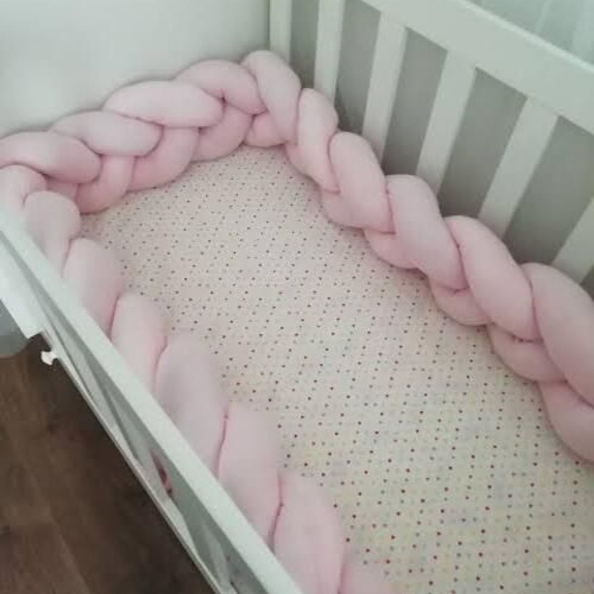 GENERICO - Trenza protector de cuna de 3 metros en rosado