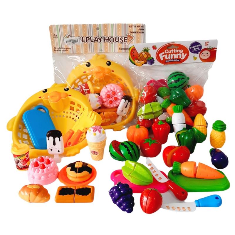 GENERICO - PACK FRUTAS VERDURAS Y CHATARRA P CORTAR DIDACTICO PAR NIÑOS