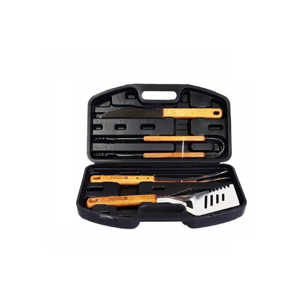 GENERICO - SET DE UTENSILIOS X 4 PARA PARRILLA BBQ CON MALETIN - FACUSA