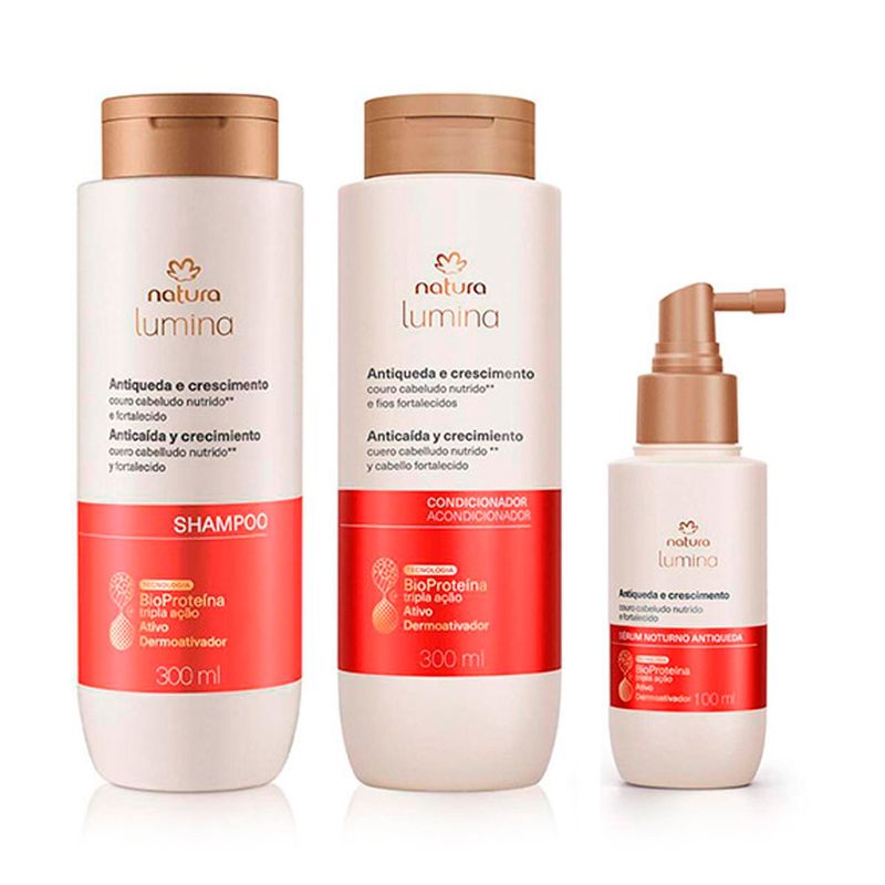 NATURA - Kit Lumina anticaida Shampoo con Acondicionador y Serum Capilar