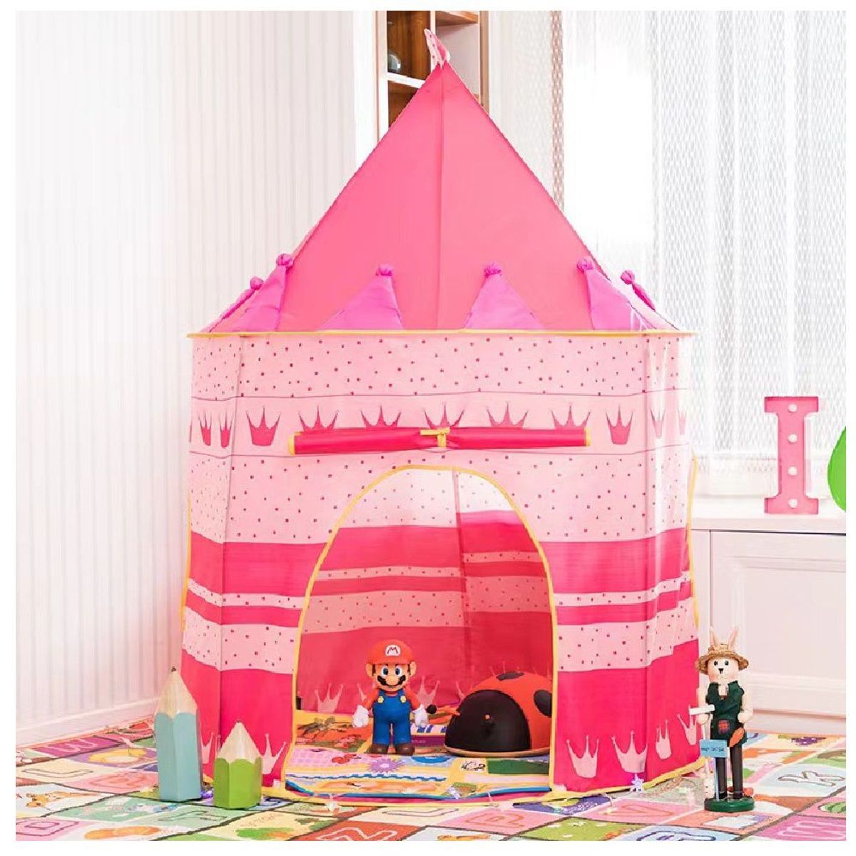 GENERICO - Tienda Castillo de juego plegable portátil para niñas Rosado