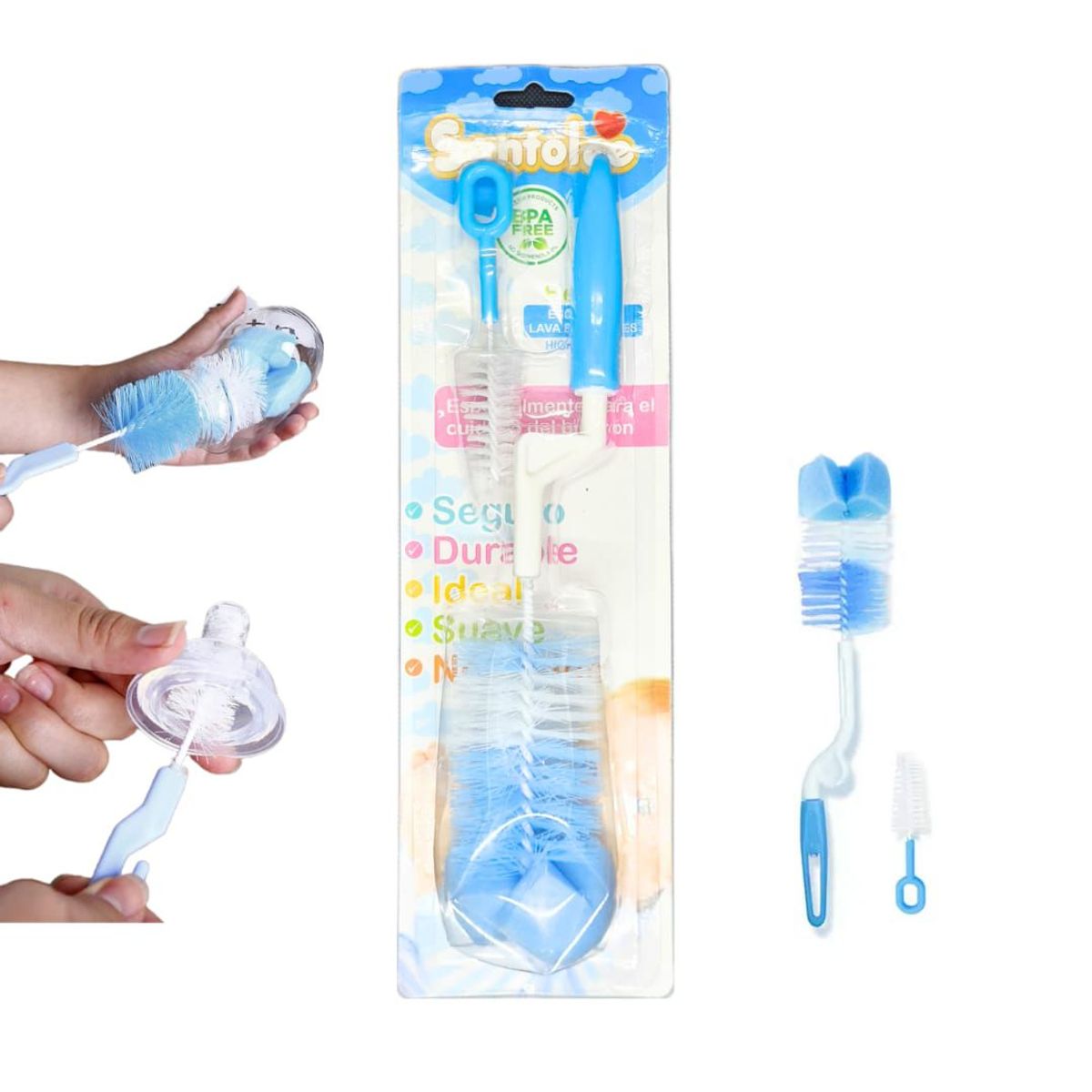 SANTOLEE - Cepillos para biberón Santolee Celeste