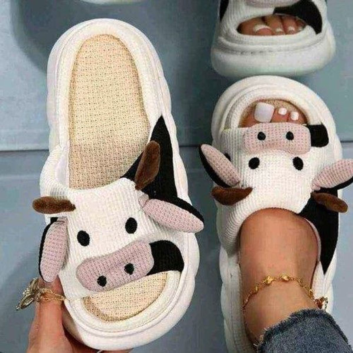 GENERICO - Sandalias kawaii vaca calidadA1_.