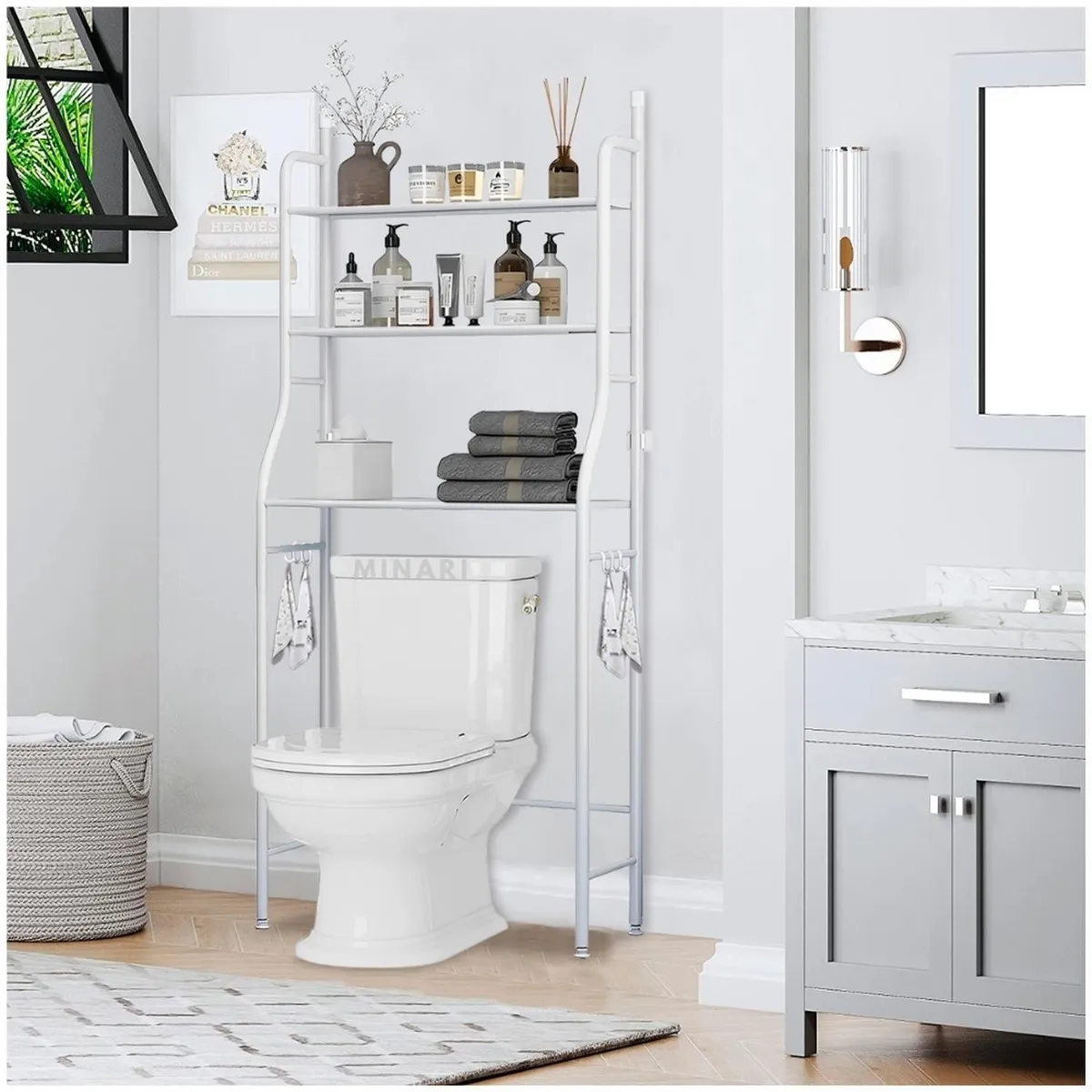 MINARI - Estante Organizador de Baño sobre Inodoro Multiusos 179B