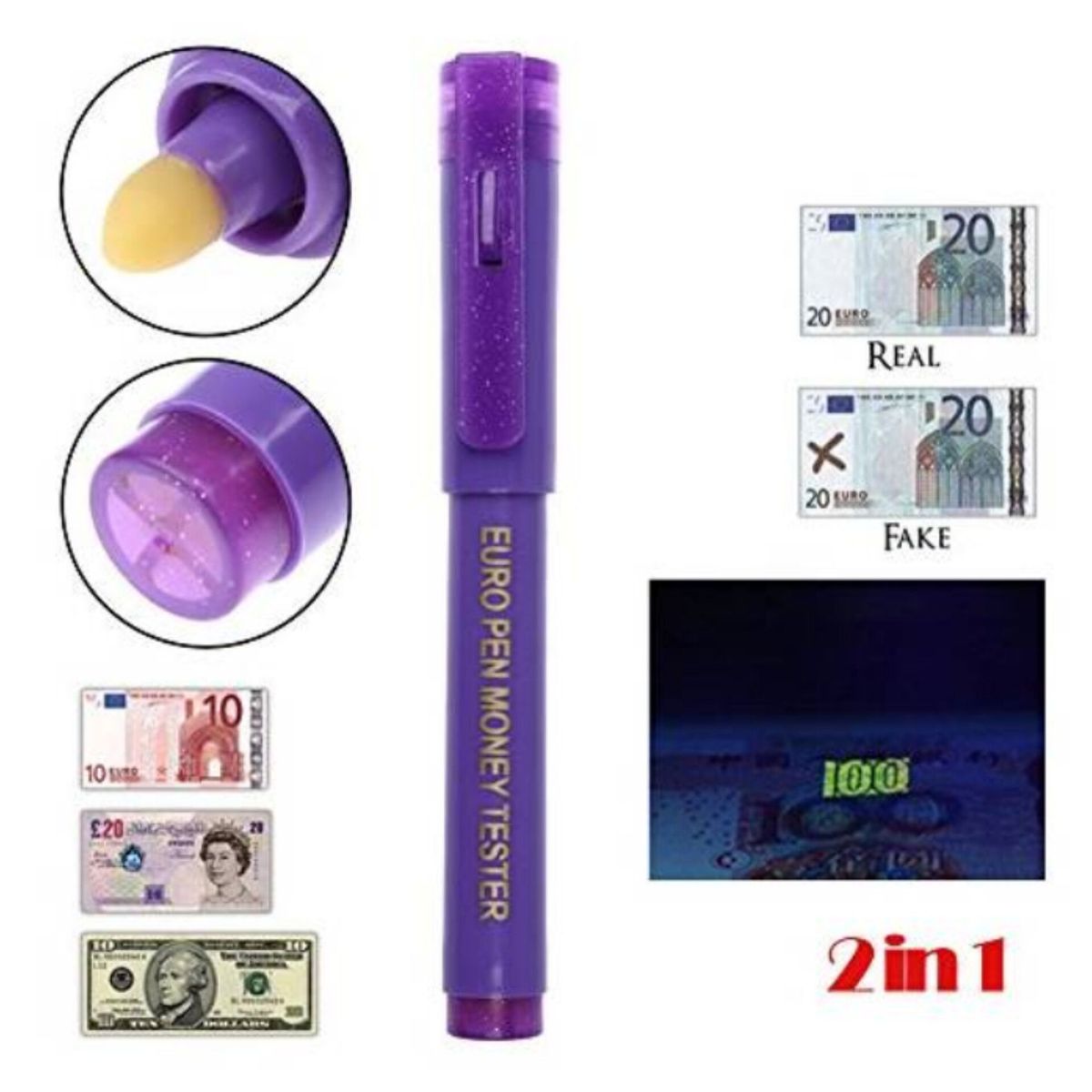 OEM - Plumón Detector de billetes falsos  Luz UV ORIGINAL