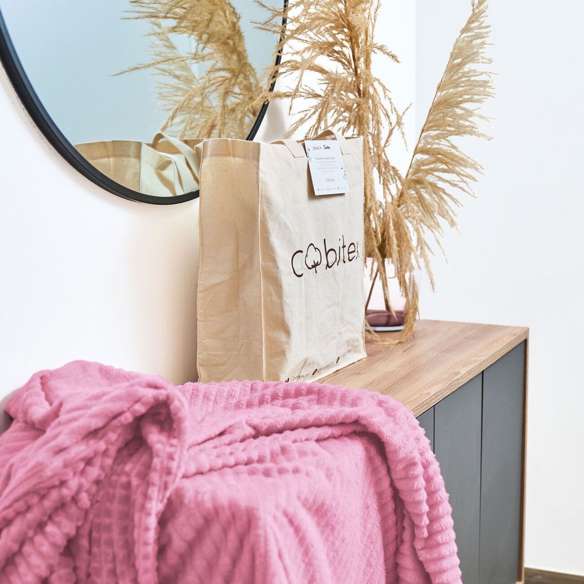 COBITEX HOME - Manta de invierno rosado 230x180cm con textura de corderito cobitex