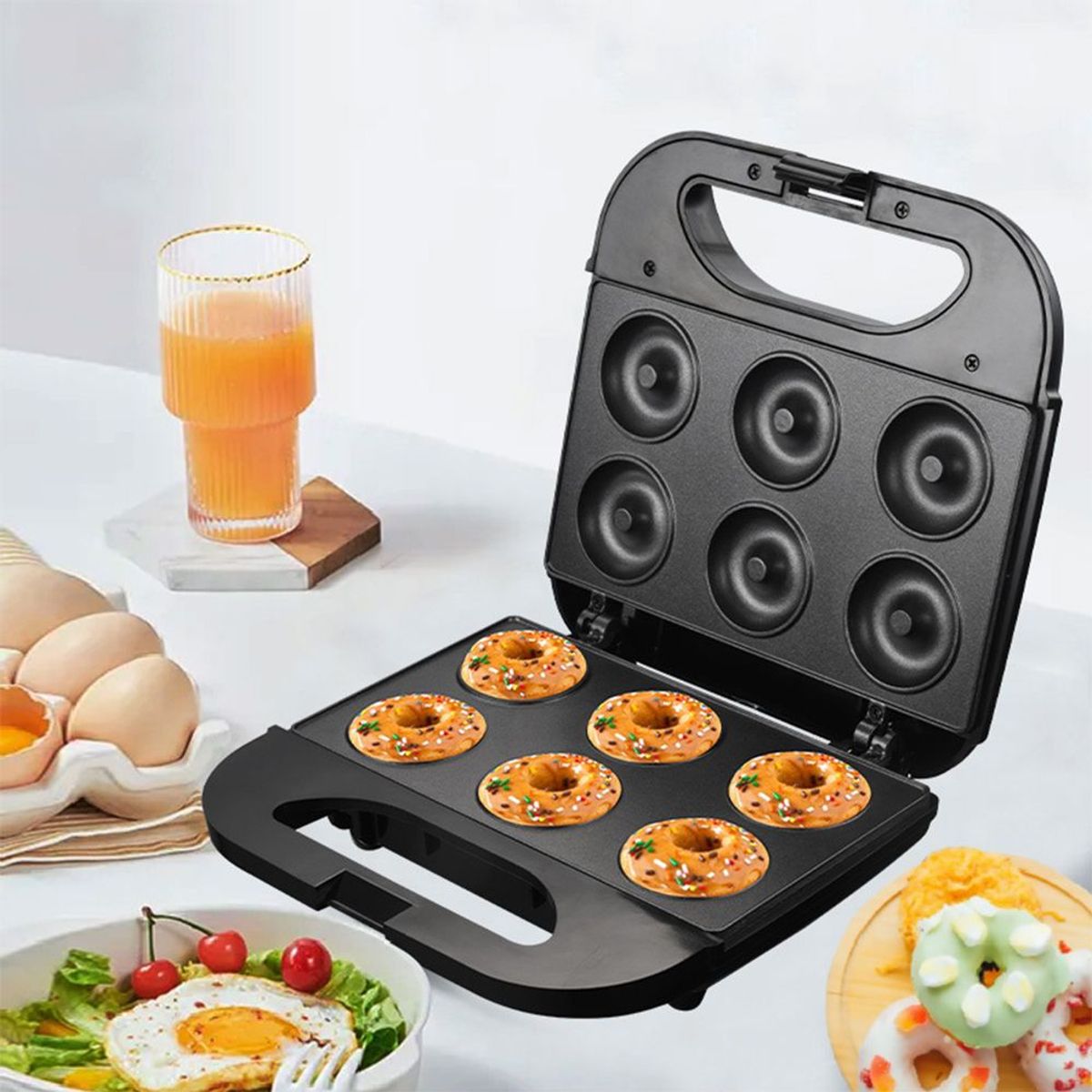 OEM - Máquina Mini Donas Antiadherente Superficie Antiadherente Eléctrica