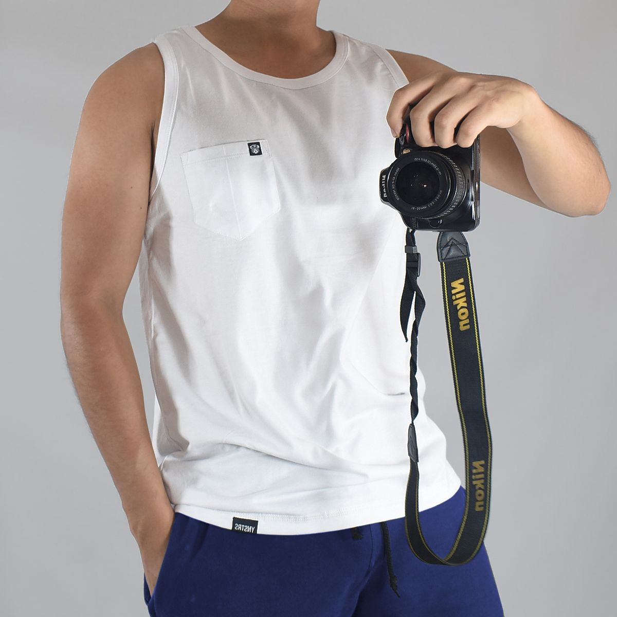 YONISTERS CLOTHING - Bividi con Bolsillo Básico de Algodón Blanco Yonisters Clothing