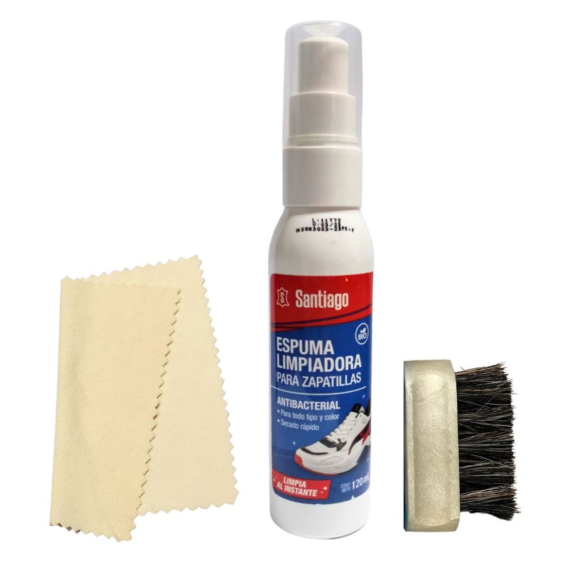 GENERICO - Limpiador espuma para zapatillas lavado al seco Santiago kit 3 en 1