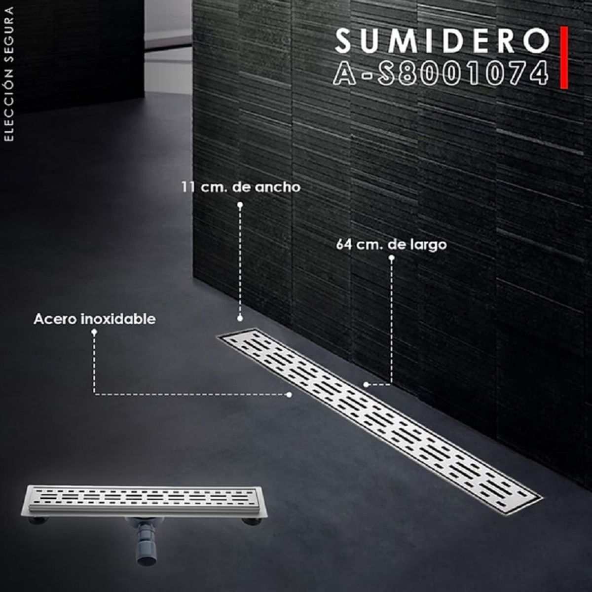 XM - SUMIDERO RECTANGULAR DE ACERO A-S8001074