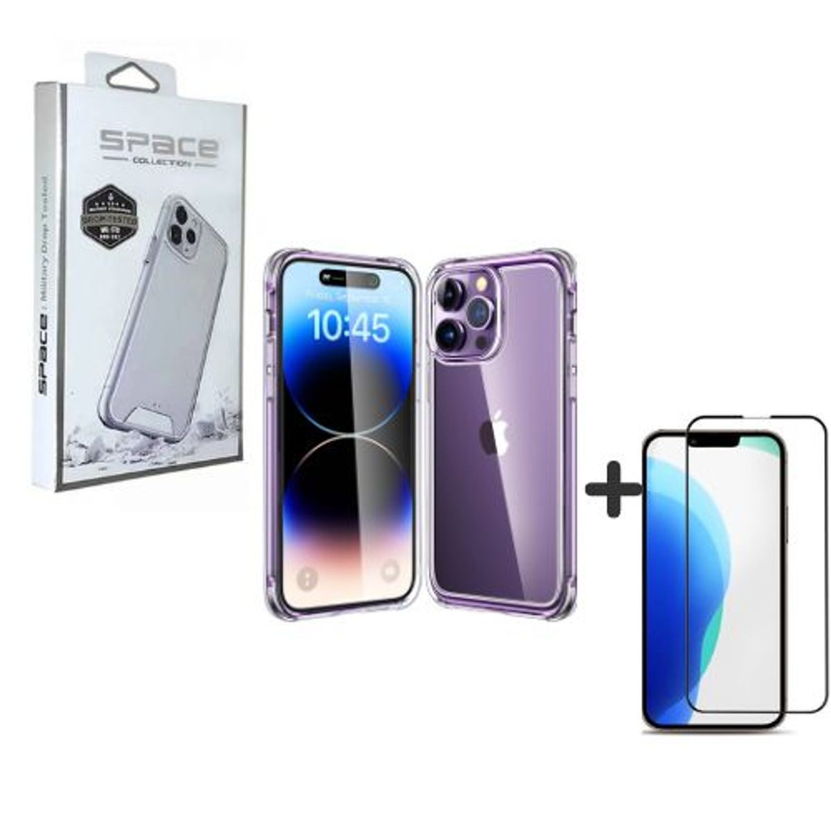 SPACE - Case Space Transparente y Mica de vidrio templado-iPhone 14 Pro Max