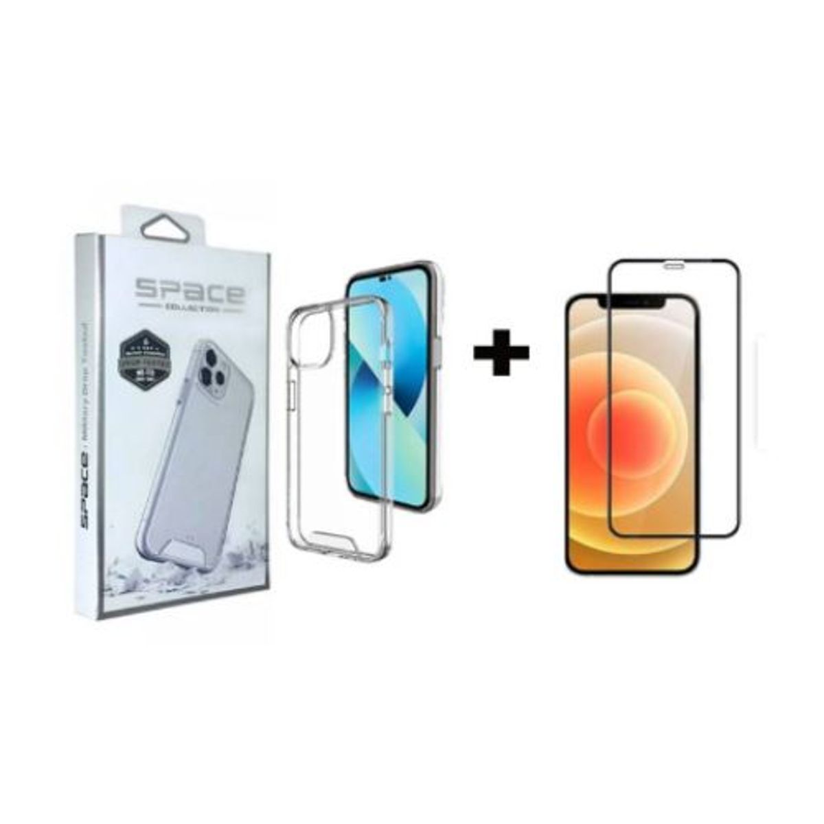 SPACE - Case Space Transparente y Mica de vidrio templado-iPhone13 Pro Max