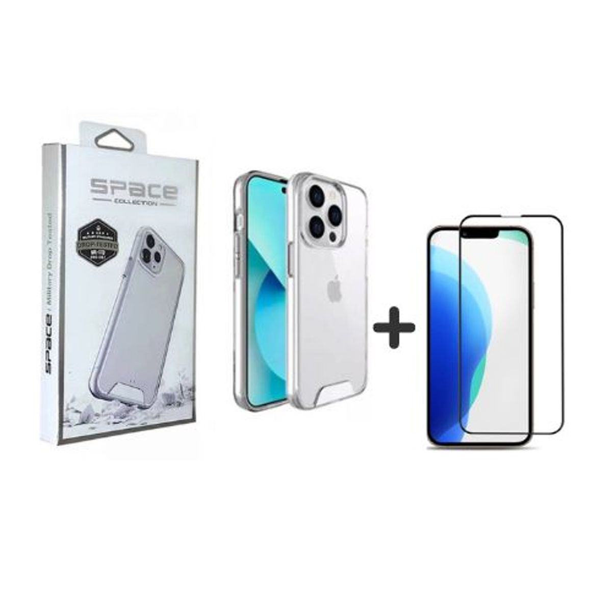 SPACE - Case Space Transparente y Mica de vidrio templado-iPhone12 Pro Max