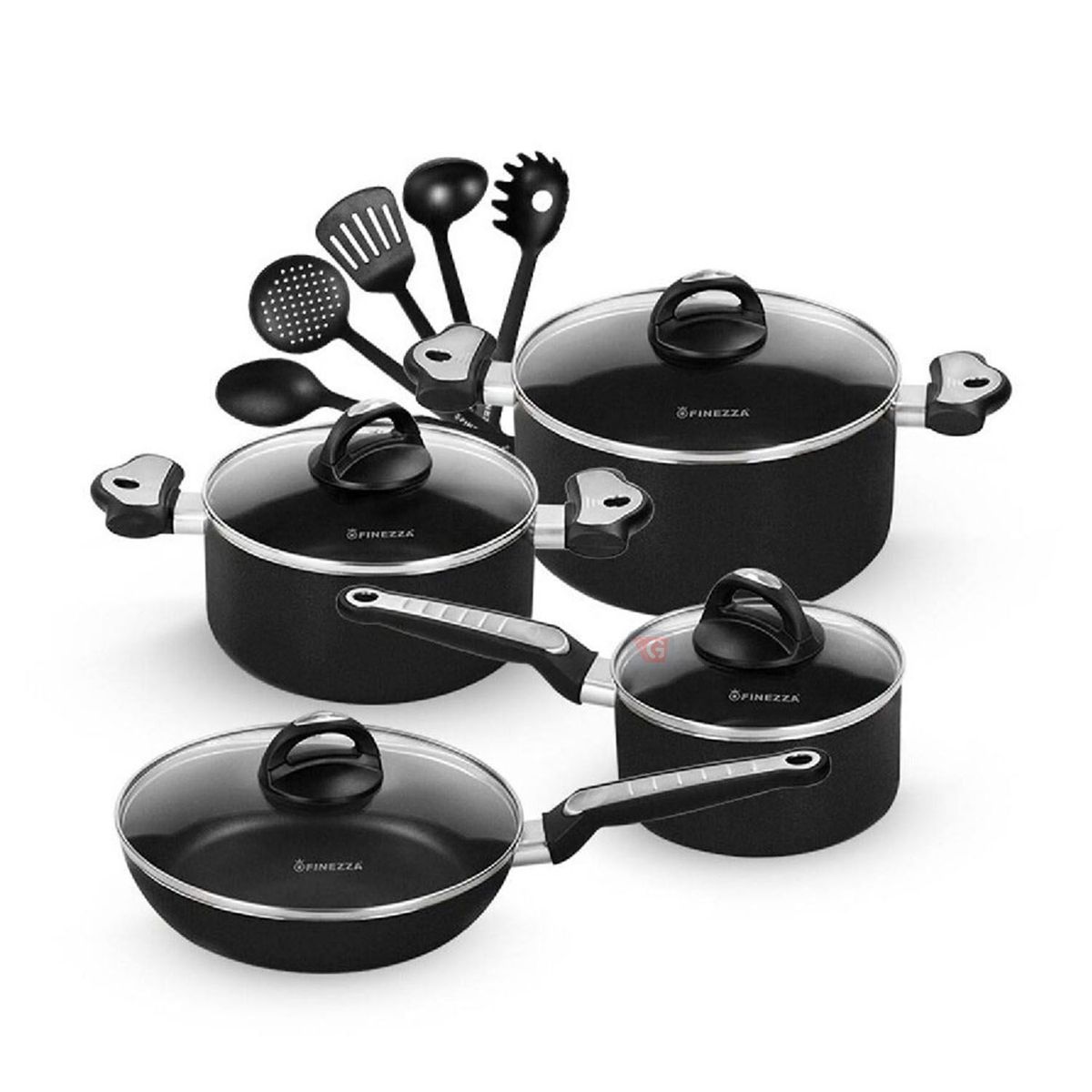 FINEZZA - Set de Ollas Antiadherentes FZ-1612T Negro