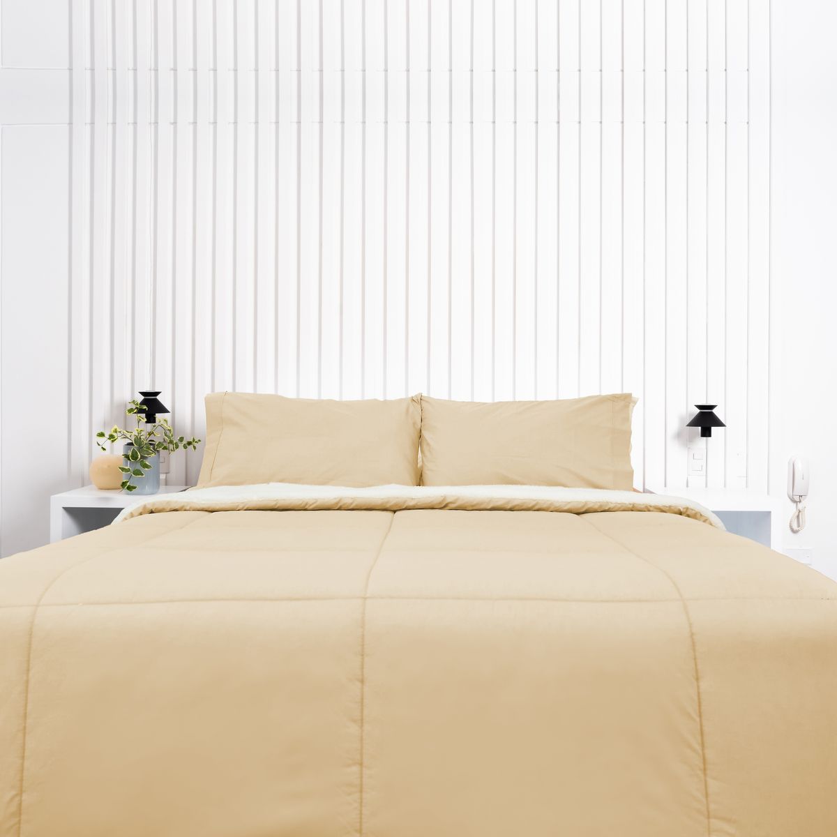 COBITEX HOME - Edredón king arenita con reversible de corderito cobitex