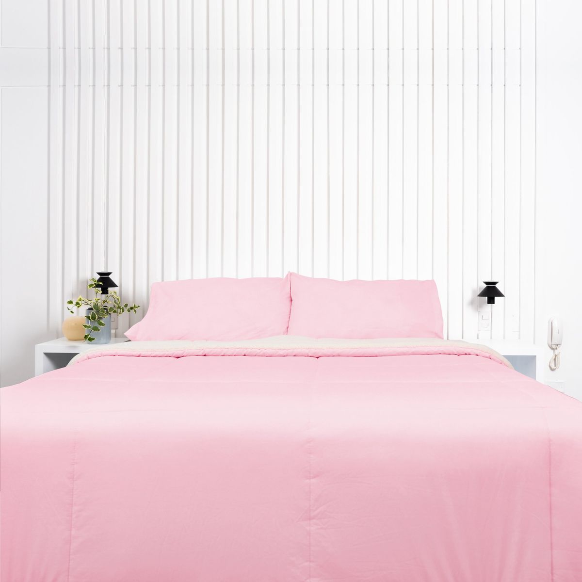 COBITEX HOME - Edredón king rosado con reversible de corderito cobitex