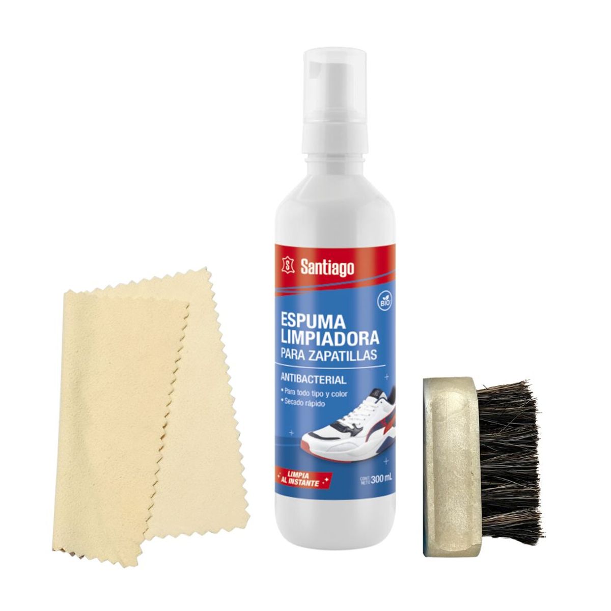 GENERICO - Limpiador espuma zapatillas lavado al seco kit 3 en 1 300 ml