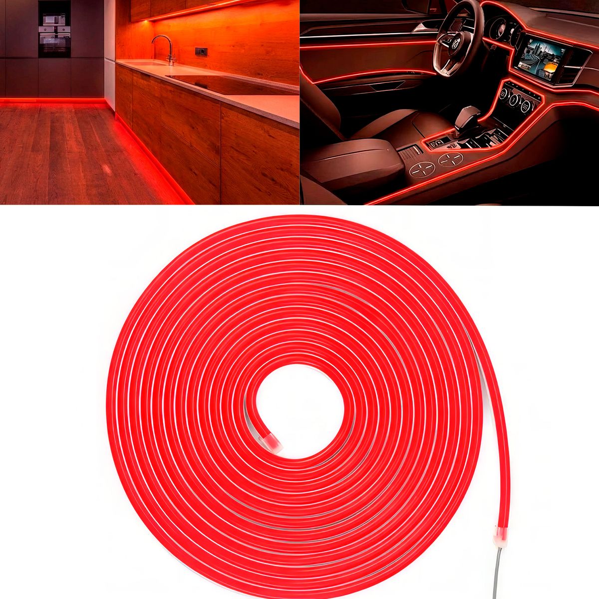 GENERICO - Cinta Led 5MTS 12v Flexible Largo Rojo