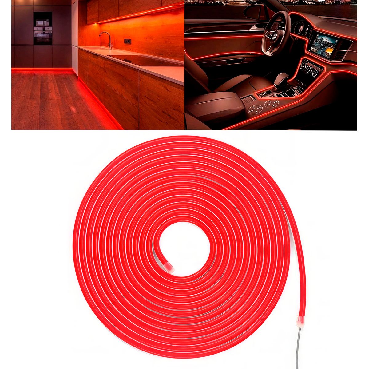 GENERICO - Cinta Led 5MTS 12v Flexible Largo Rojo