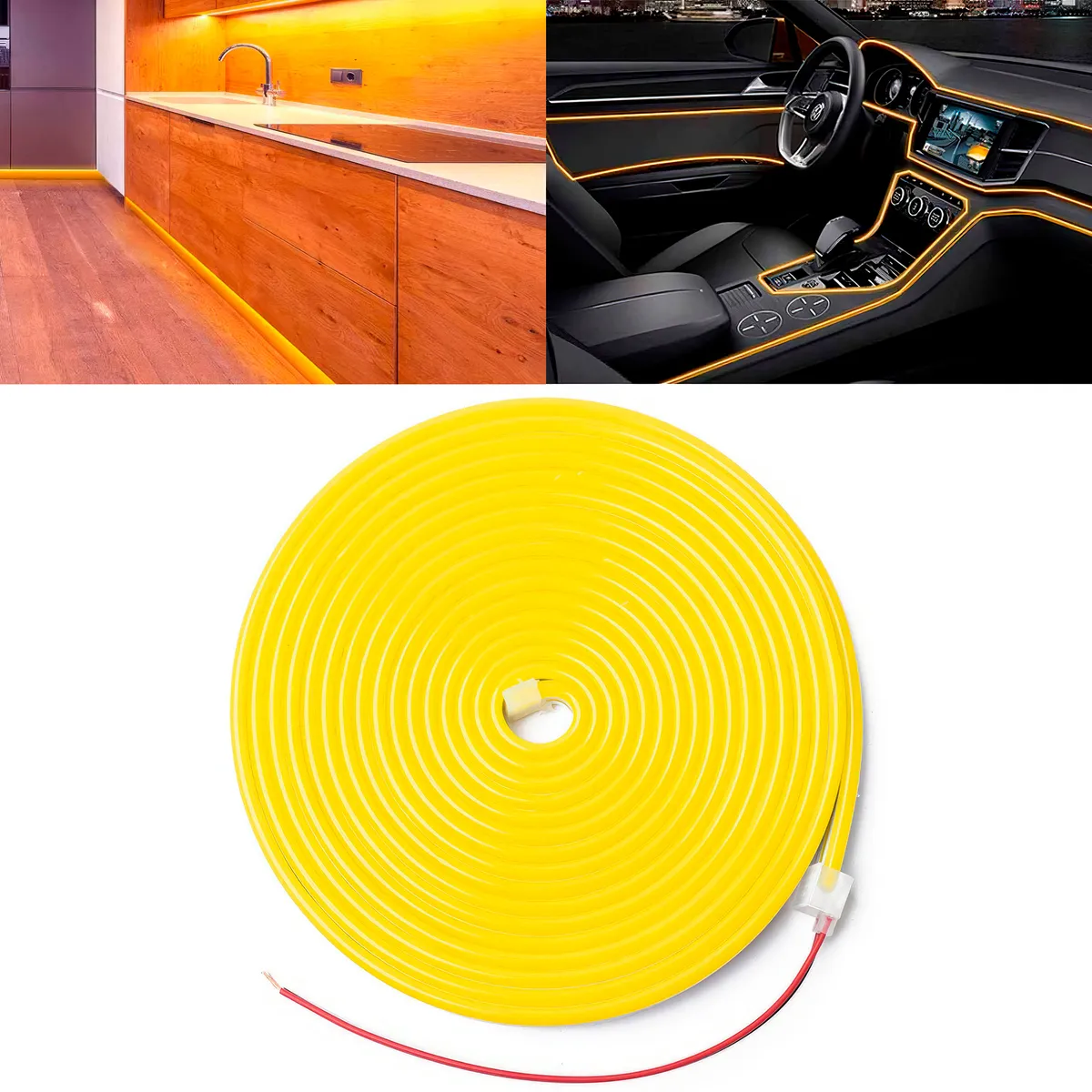 GENERICO - Cinta Led 5MTS 12v Flexible Largo Amarillo