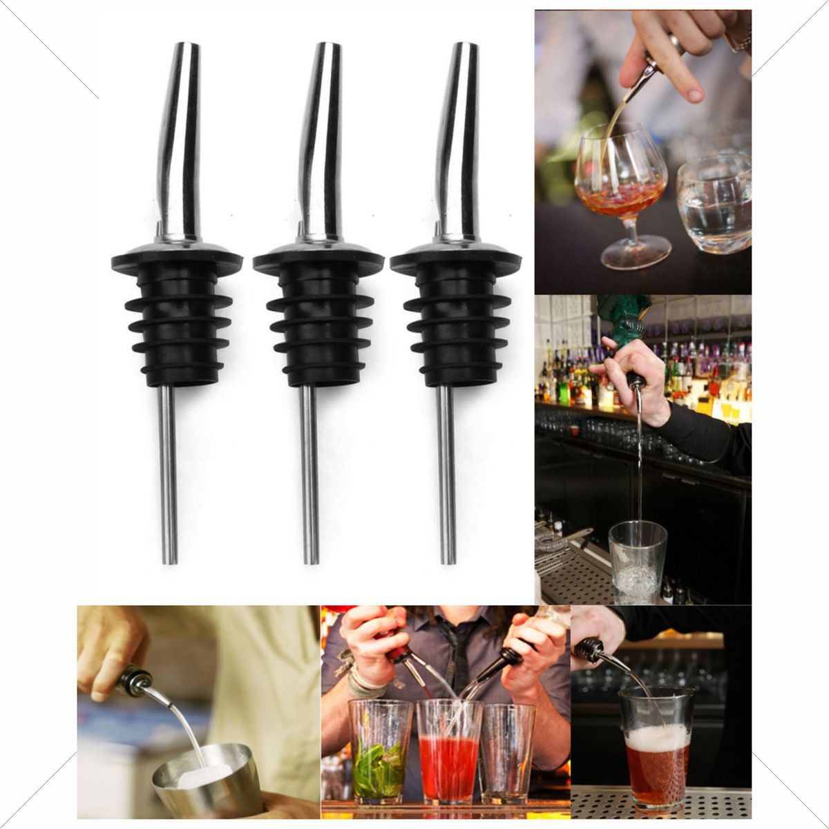 GENERICO - Pack 3 Surtidor Licor Boquilla Dispensador Dosificador Inoxidable