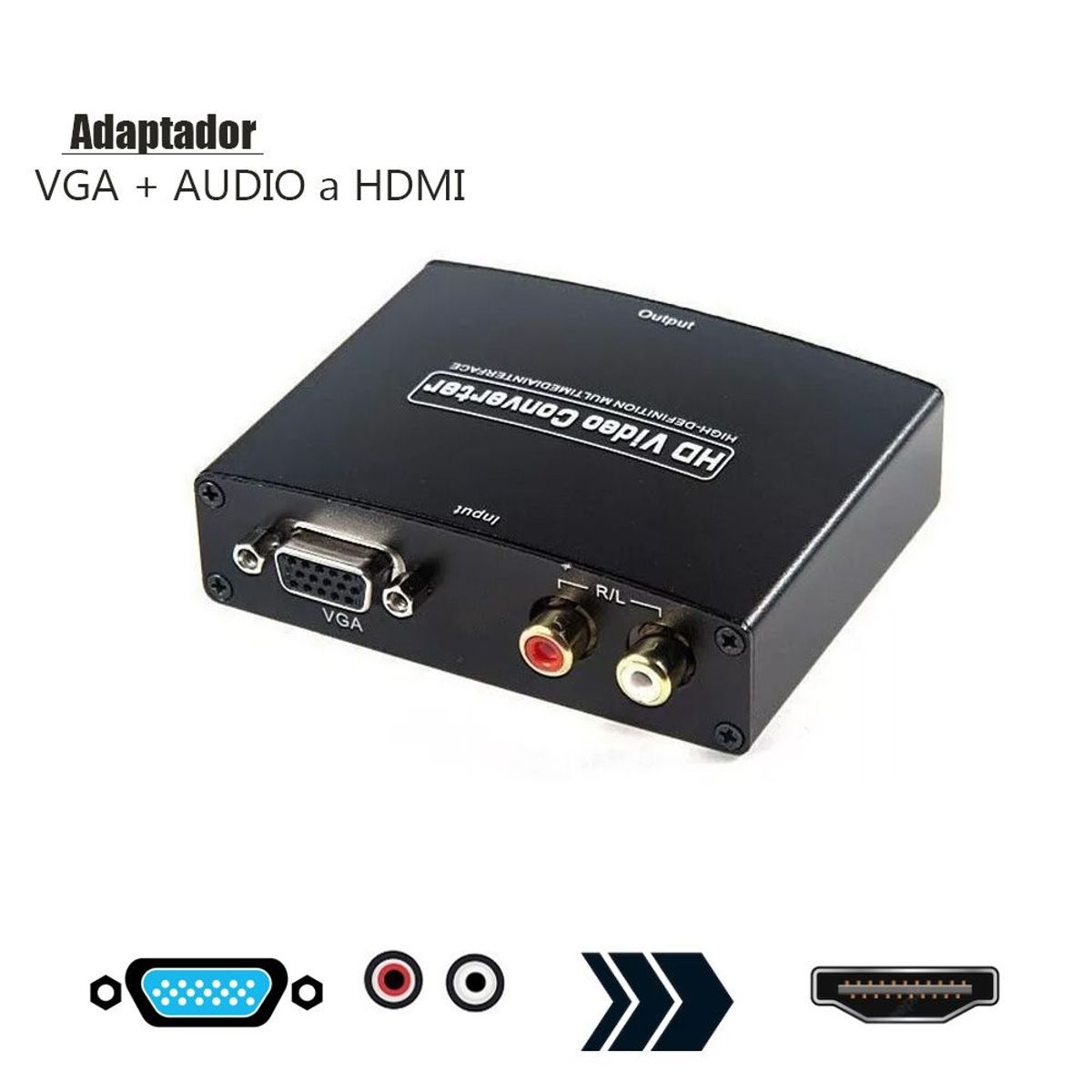 GENERICO - Adaptador VGA con Audio a HDMI Métalico